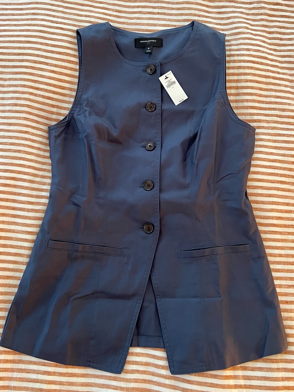 Banana Republic Sleeveless Navy Button-Front Dress Vest